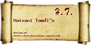 Hatvani Tamás névjegykártya