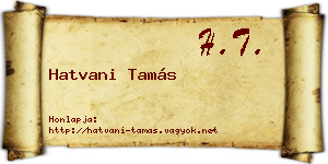 Hatvani Tamás névjegykártya